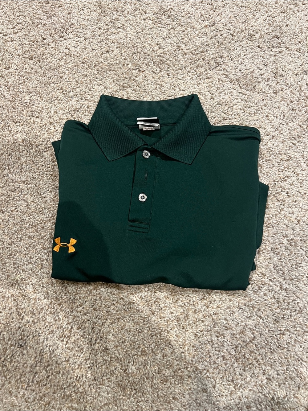 Under Armour Men's Forest Green Polo with Gold Logo